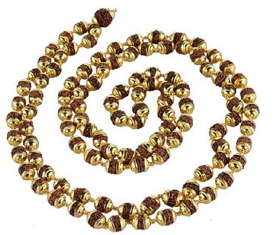 numeroastro Rudraksha Mala With Gold Plated Caps-54+1 Beads Gold-plated Plated Wood Chain