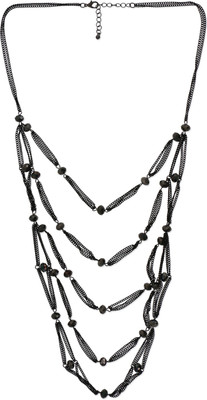 

Oomph Black Crystal Multi layer Fashion Jewellery for Women, Girls & Ladies Metal Necklace