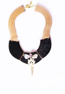 Ornamas Rhodium Plated Alloy, Stone, Brass, Enamel Necklace Ornamas Rhodium Plated Alloy, Stone, Brass, Enamel Necklace