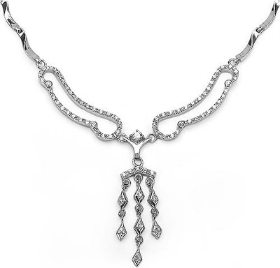 

Johareez Cubic Zirconia Rhodium Plated Sterling Silver Necklace