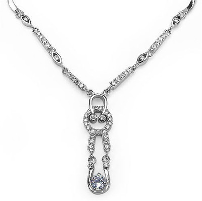 

Johareez Cubic Zirconia Rhodium Plated Sterling Silver Necklace