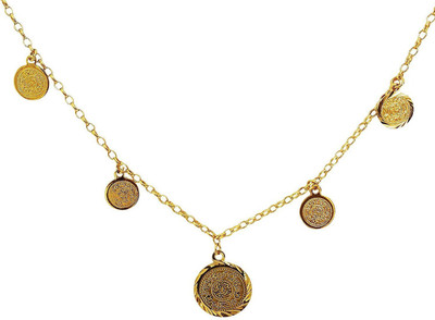 

Mehrunnisa Turkish Coin Charm Gold Tone Metal Chain