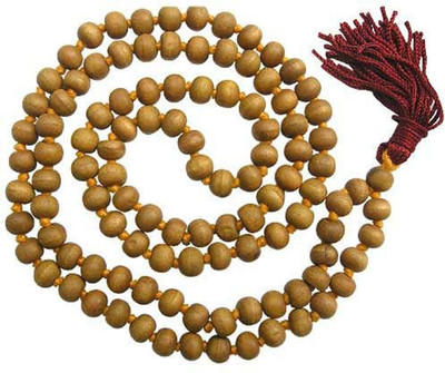 Shiv Shakti White Chandan Mala 7.5mm Wood Chain