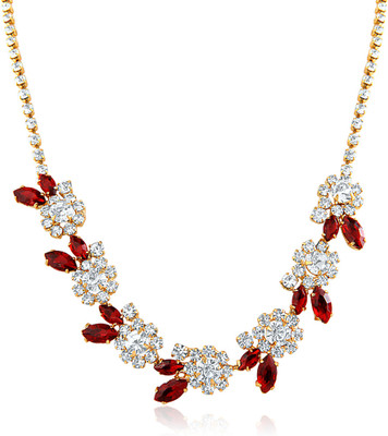 51% OFF on OVIYA Red Statement Crystal, Ruby Gold-plated Plated Alloy, Brass Necklace