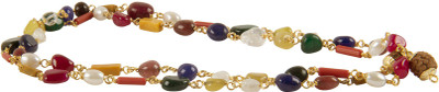 RP Pooja Ghar Navratna Mala Beads, Crystal Silver Plated Stone Necklace