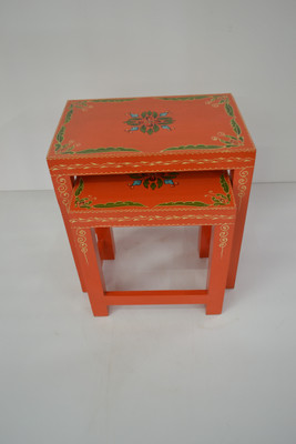 

Kingscrafts Solid Wood Nesting Table(Finish Color - Orange, Set of - 2)