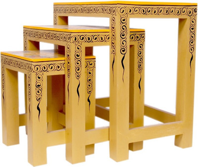 

Kingscrafts KC015 Solid Wood Nesting Table(Finish Color - Yellow, Set of - 3)