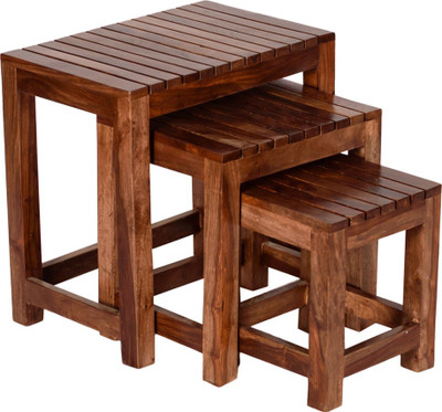 

Induscraft Solid Wood Nesting Table(Finish Color - Brown, Set of - 3)