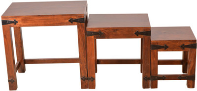

HomeTown Tudor Solid Wood Nesting Table(Finish Color - Brown, Set of - 3)