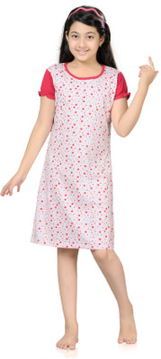 

Kombee Kids Nightwear Girls Printed Cotton, Red & pink