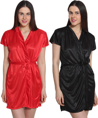 

eSOUL Women Robe(Red, Black, Black;red