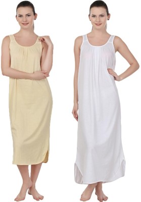 Blazon Women Nighty(White, Beige)