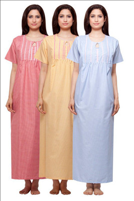 

VedVid Women Nighty(Red, Orange, Light Blue, Multicolor