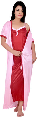 

Kanika Women Nighty with Robe(Pink, Red), Maroon;pink