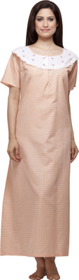 

VedVid Women Nighty(Orange, Peach