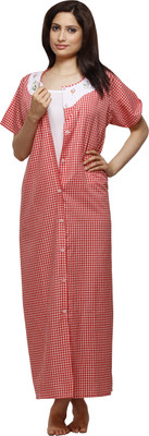 

VedVid Women Nighty(Red