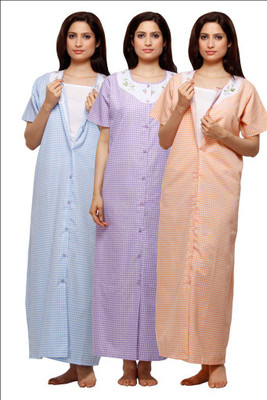 

VedVid Women Nighty(Light Blue, Purple, Orange, Multicolor