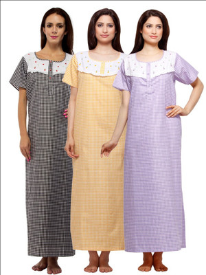 

VedVid Women Nighty(Orange, Purple, Black, Multicolor