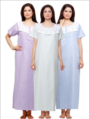 

VedVid Women Nighty(Purple, White, Light Blue, Multicolor