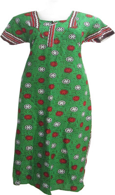 

Revinfashions Women Nighty(Green, Green with red