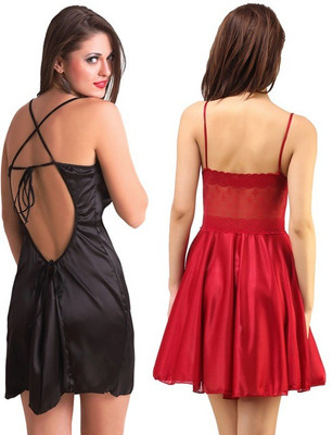 

Rowena Women Nighty(Black, Red