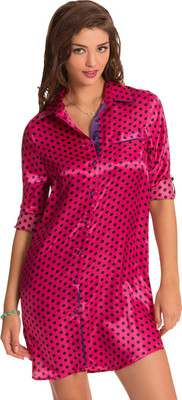 

PrettySecrets Women's Nighty(Pink), Pink;polka;print