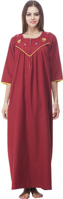 

VedVid Women Nighty(Maroon