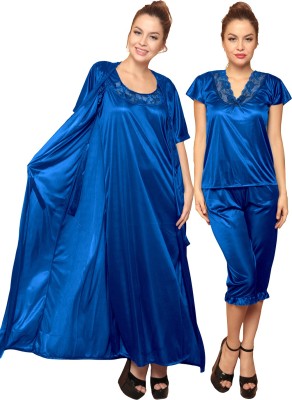 Clovia Women Nighty Set(Blue)