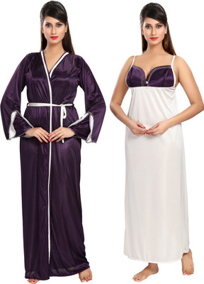 Be You Women Nighty with Robe(Purple)