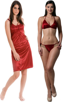 Being Fab Women Robe and Lingerie Set(Maroon)