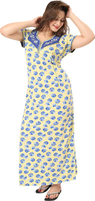 

AV2 Women's Nighty(Yellow, Blue), Blue;yellow