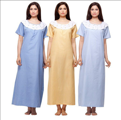 

VedVid Women Nighty(Dark Blue, Orange, Light Blue, Multicolor