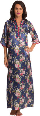 

PrettySecrets Women's Nighty(Dark Blue), Dark blue;floral;print