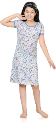 

Kombee Kids Nightwear Girls Printed Cotton, Blue & white
