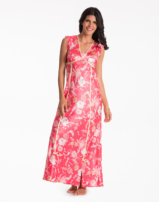 

PrettySecrets Women's Nighty(Pink, White), Cherry floral