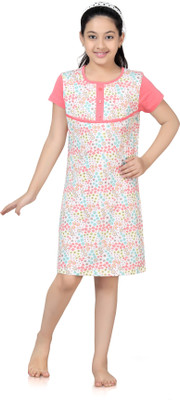 

Kombee Kids Nightwear Girls Printed Cotton, Pink-white