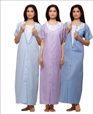 

VedVid Women Nighty(Purple, Dark Blue, Light Blue, Multicolor