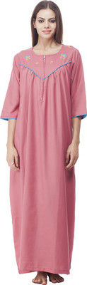 VedVid Women Nighty(Pink