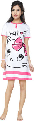 

Flamingo Women's Nighty(White, Pink)