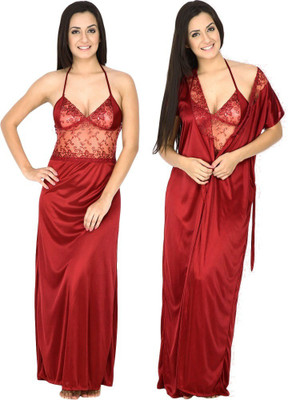 

Rowena Women Nighty with Robe(Maroon