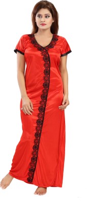 SHOPPING STATION Women Nighty(Red, Black)