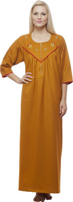 

VedVid Women Nighty(Brown, Mustard