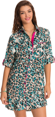 

PrettySecrets Women's Nighty(Light Blue), Animal;light blue;multicolour;print