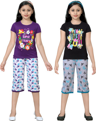 

Sini Mini Girls Casual Top Capri(Multicolor, Combo color