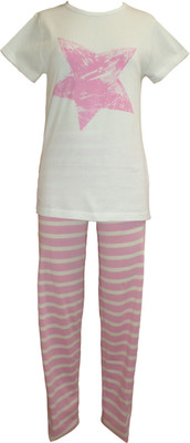 46% OFF on Sweet Dreamers Kids Nightwear Girls Striped Cotton Blend