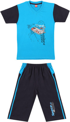 

Kidz Krish Kids Nightwear Boys Printed Cotton(Blue, T.blue