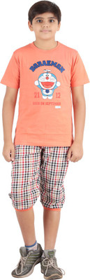 

Meril Kids Nightwear Boys Checkered, Printed Cotton(Multicolor, Orange
