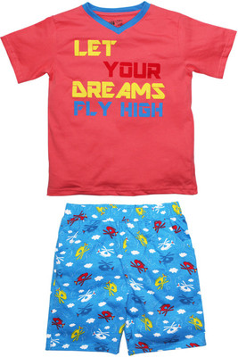FS Mini Klub Kids Nightwear Boys Solid Cotton, Peach