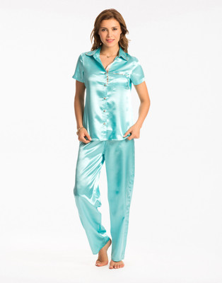 

PrettySecrets Women's Solid Blue Top & Pyjama Set
