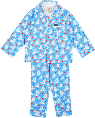 

Cherry Crumble California Boys Printed Blue Top & Pyjama Set, Sky blue